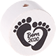 Motivperle Babyfüße – "Born 2020" : weiß - schwarz