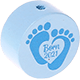 Motivperle Babyfüße – "Born 2021" : babyblau