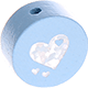 motif bead – heart with glitter foil : baby blue