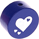 motif bead – heart with glitter foil : dark blue