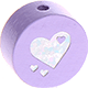 motif bead – heart with glitter foil : lilac