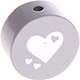 motif bead – heart with glitter foil : light grey