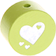 motif bead – heart with glitter foil : lemon