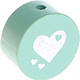 motif bead – heart with glitter foil : mint