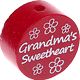 Motivperle – "grandma's sweetheart" (Englisch) : bordeauxrot