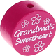 Korálek s motivem – "grandma's sweetheart" : tmavorůžová