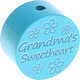 Korálek s motivem – "grandma's sweetheart" : světle tyrkysová