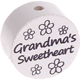 Motivpärla – "grandma's sweetheart" : vit - svart