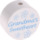 Motivpärla – "grandma's sweetheart" : vit - himmelsblå