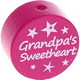 Motivpärla – "grandpa's sweetheart" : mörkrosa