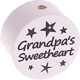 Motivpärla – "grandpa's sweetheart" : vit - svart
