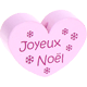 Motivperle, Herz – "Joyeux Noël" (Französisch) : rosa