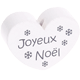 Motivperle, Herz – "Joyeux Noël" (Französisch) : weiß