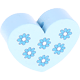 Perles avec motifs – coeur avec des fleurs : bleu bébé