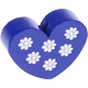 Motivperle Herz mit Blumen : dunkelblau
