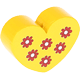 Perles avec motifs – coeur avec des fleurs : jaune