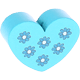 motif bead – heart with flowers : light turquoise