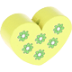 Motivpärla – hjärta med blommor : lemon