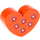 Perles avec motifs – coeur avec des fleurs : orange
