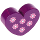 Perles avec motifs – coeur avec des fleurs : violet violet