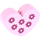 Perles avec motifs – coeur avec des fleurs : rose