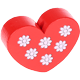 Perles avec motifs – coeur avec des fleurs : rouge