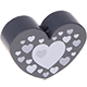 Perles avec motifs – coeur avec cœurs : gris