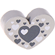 Perles avec motifs – coeur avec cœurs : gris clair
