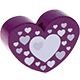 Korálek s motivem – srdce se srdíčky : purpurová