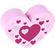 Perles avec motifs – coeur avec cœurs : rose