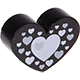 Perles avec motifs – coeur avec cœurs : noir