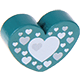 Perles avec motifs – coeur avec cœurs : turquoise