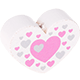 motif bead – heart with hearts : white - baby pink
