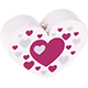 Perles avec motifs – coeur avec cœurs : blanc - rose foncé