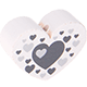 Perles avec motifs – coeur avec cœurs : blanc - gris
