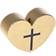 Korálek s motivem – Srdce s křížem : zlatá