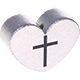 Korálek s motivem – Srdce s křížem : stříbrná