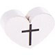 Perles avec motifs – coeur avec croix : blanc