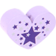 Kraal met motief hart met sterren : lila