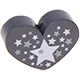 motif bead – heart with stars : grey