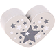 Perles avec motifs - coeur avec étoiles : gris clair