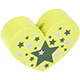 Perles avec motifs - coeur avec étoiles : citron