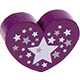 Motivpärla – hjärta med stjärnor : purpurlila