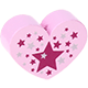 Motivpärla – hjärta med stjärnor : rosa