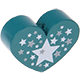 Perles avec motifs - coeur avec étoiles : turquoise