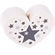 Perles avec motifs - coeur avec étoiles : blanc - gris