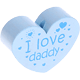 motif bead, heart-shaped – "I love daddy" : baby blue