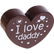 motif bead, heart-shaped – "I love daddy" : brown