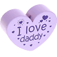 motif bead, heart-shaped – "I love daddy" : lilac