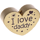 motif bead, heart-shaped – "I love daddy" : gold